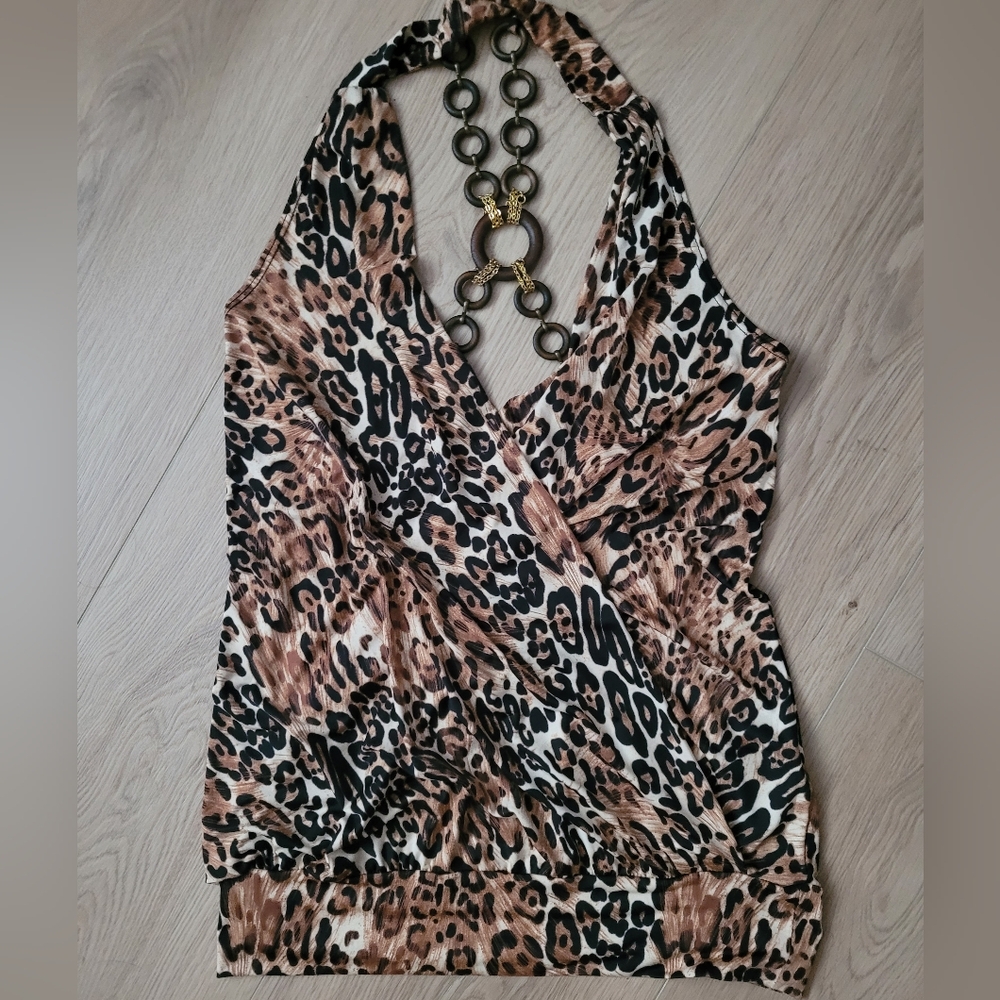 Kiwi Black Halter Tank Top with Wrap Style